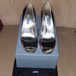 Prada Classic Silver Pump
